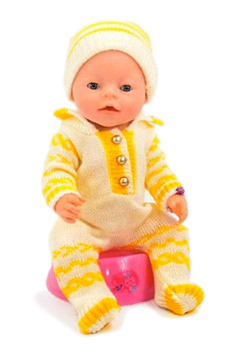Кукла Baby Doll Love жёлтый вязаный комбинезон